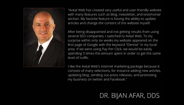 seo company los angeles portfolio bijan afar